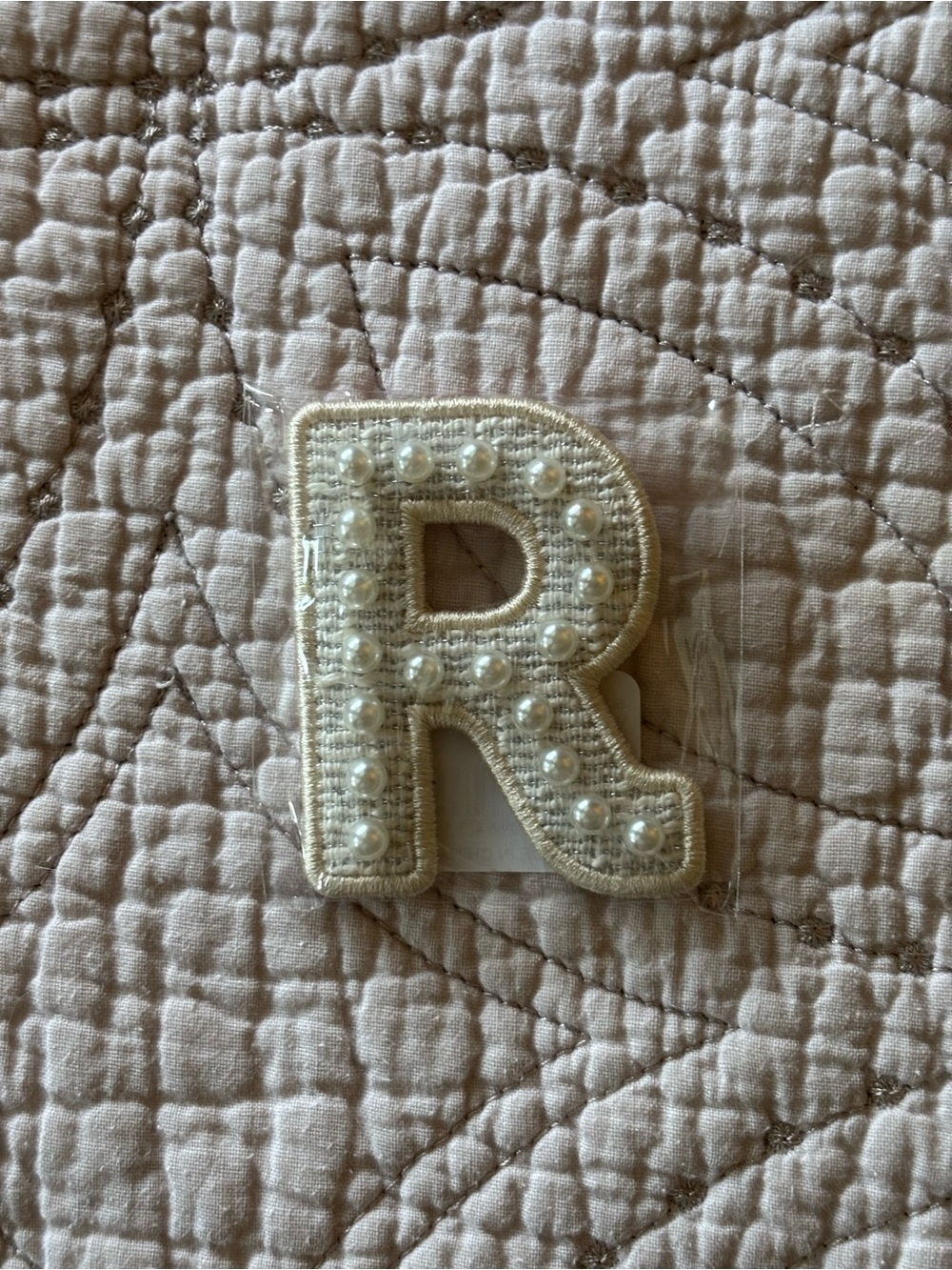 Stoney Clover Lane White Pearl Letter Patch - R